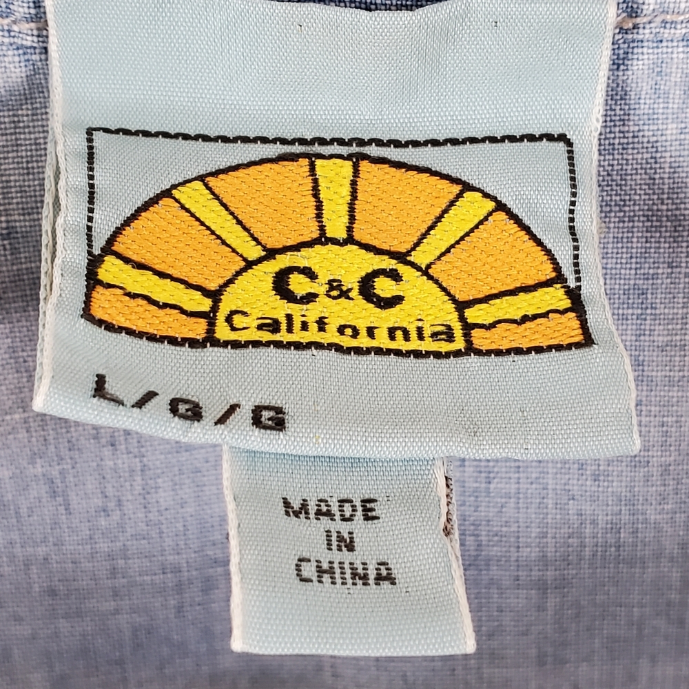 C&C California Chambray Tie Front Button Down Shirt Blue - Picture 3 of 12